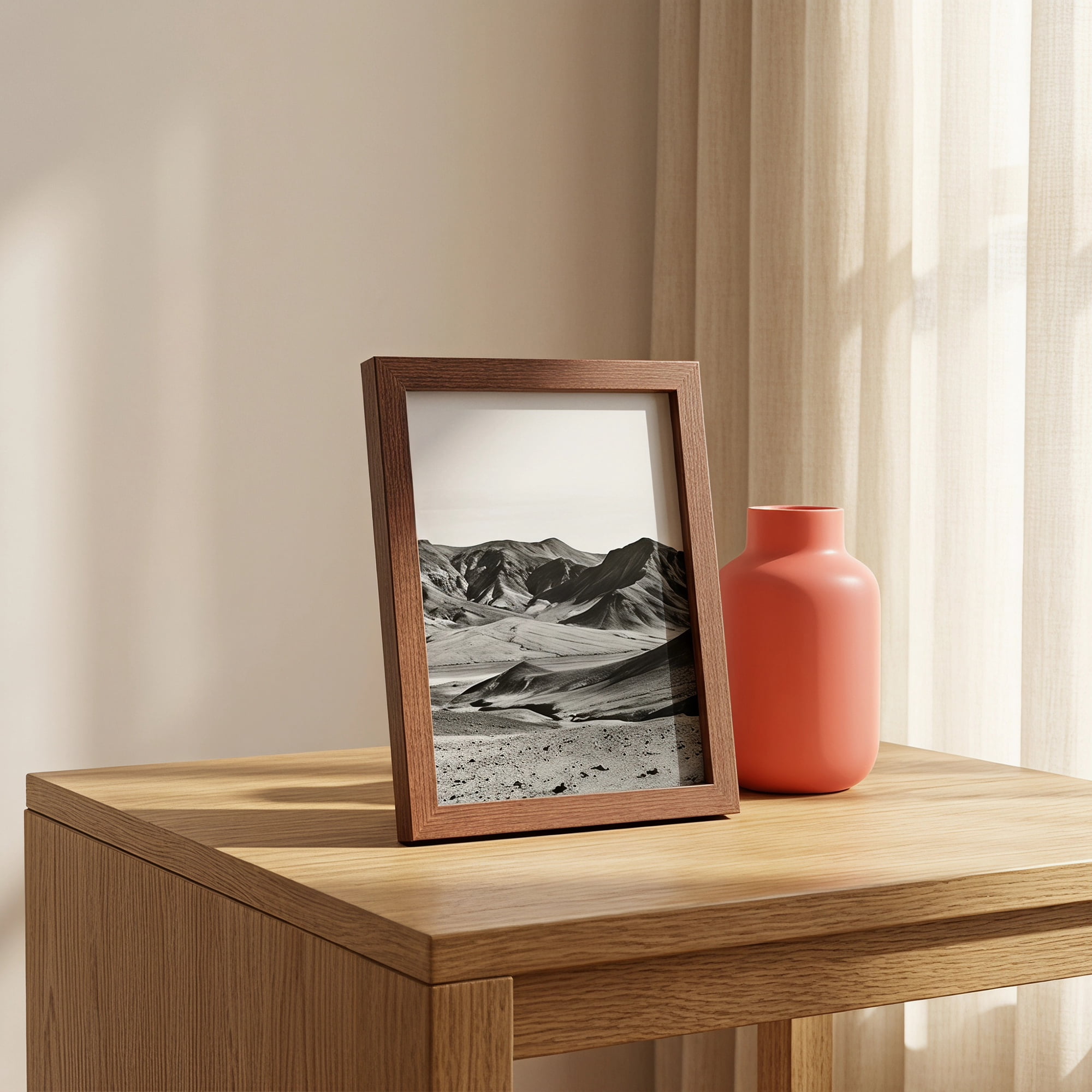 Unique Bargains Classic Wood Wall Mounting Picture Frame Walnut Wood Color 8" x 10"