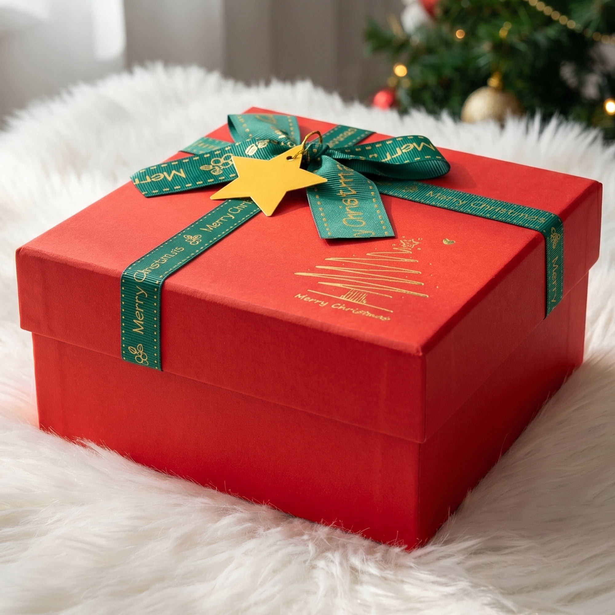 Unique Bargains Classic and Cozy Christmas Pattern Gift Box Red 5.9"x5.9"x2.8"