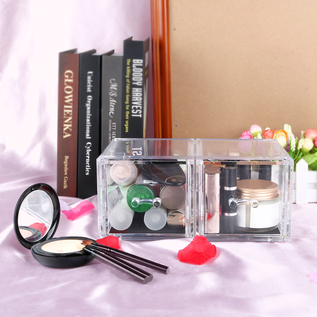 Lady Acrylic Makeup Tool Storage Case Display Box Cosmetics Organizer