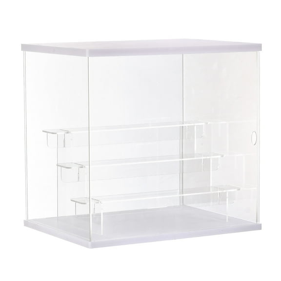 Unique Bargains Clear Acrylic Display Case with LED Light 3 Tier Dustproof Boxes for Collectibles(12.6x9.45x11.81)White