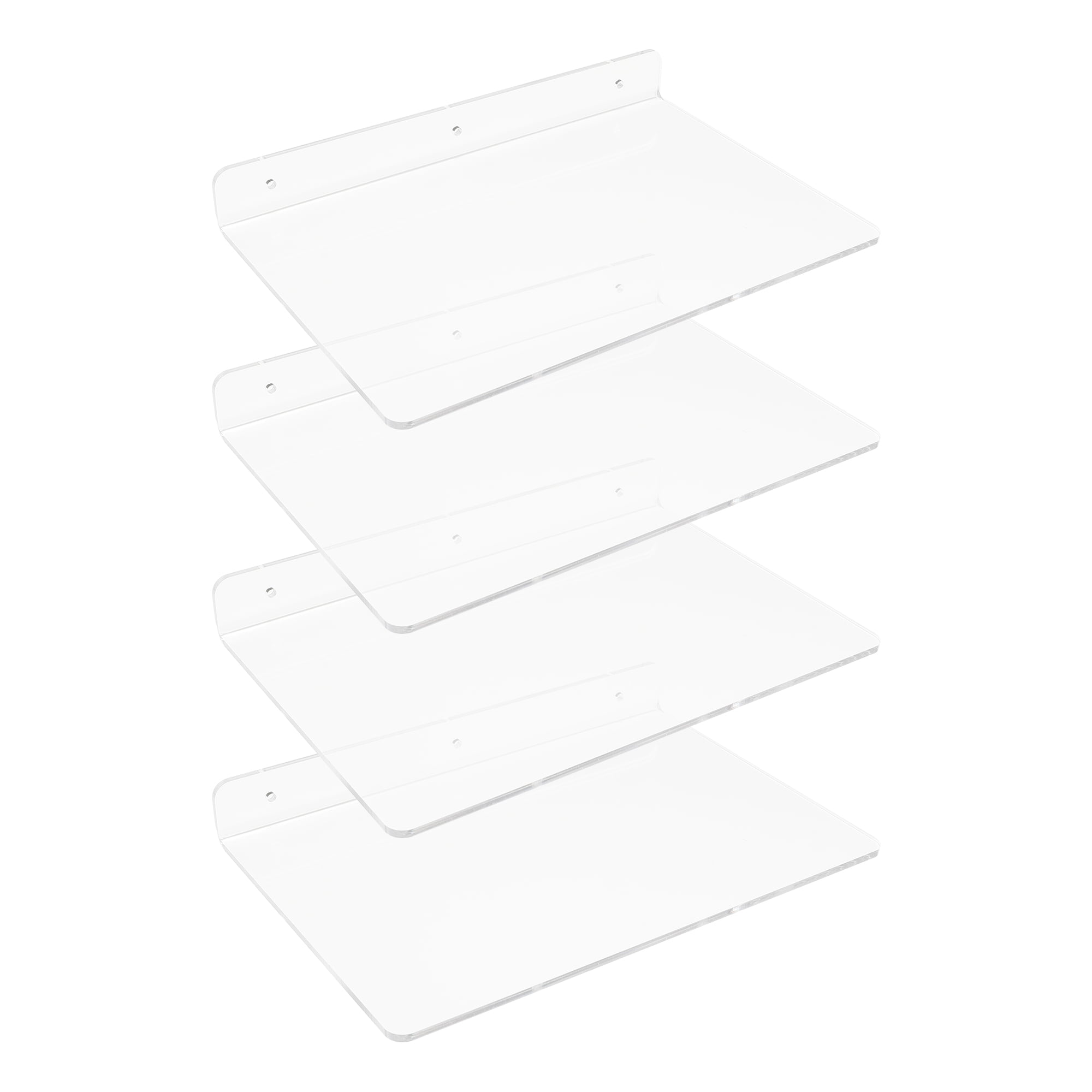 Unique Bargains Clear Acrylic Floating Shelves for Bathroom Bedroom Wall Display Shelf 11.8" x 7.9" x 2" 4