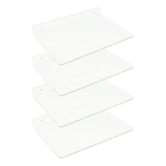 Unique Bargains Clear Acrylic Floating Shelves for Bathroom Bedroom Wall Display Shelf 11.8" x 7.9" x 2" 4