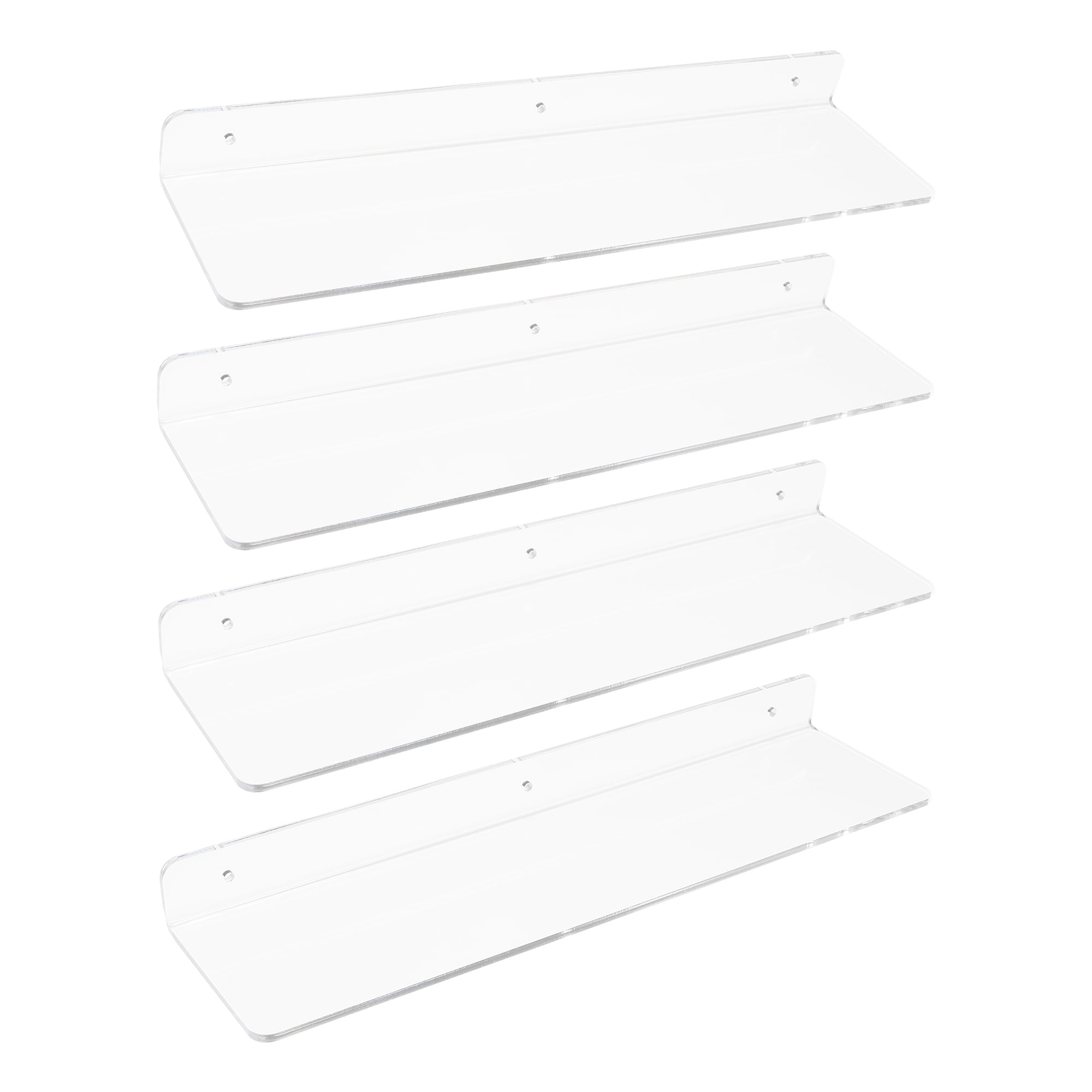 Unique Bargains Clear Acrylic Floating Shelves for Wall Bedroom Storage and Organization 15.7" x 3.9" x 2" 4