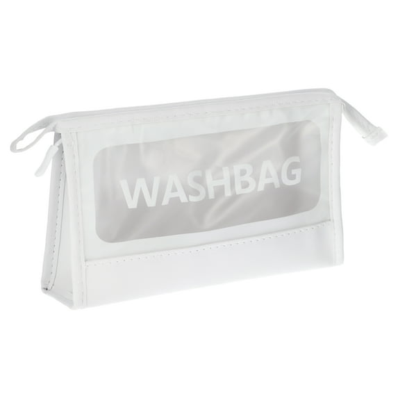 Unique Bargains Clear Letter Makeup Bags Transparent Toiletry Bag Waterproof Cosmetic Bags for Travel White Medium