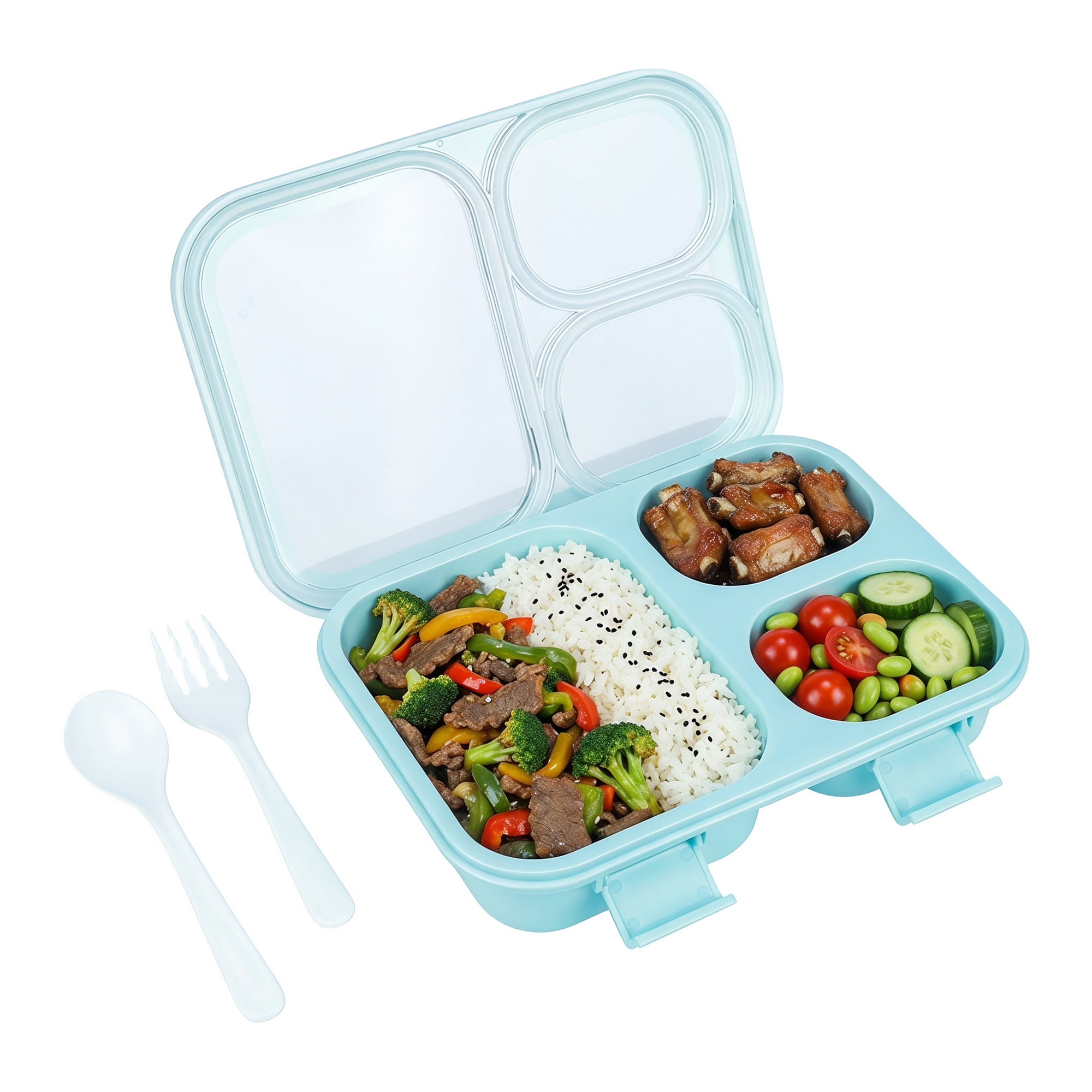 Unique Bargains Clear Lid Leak Resistant Meal Lunch Bento Box for Work Blue-1
