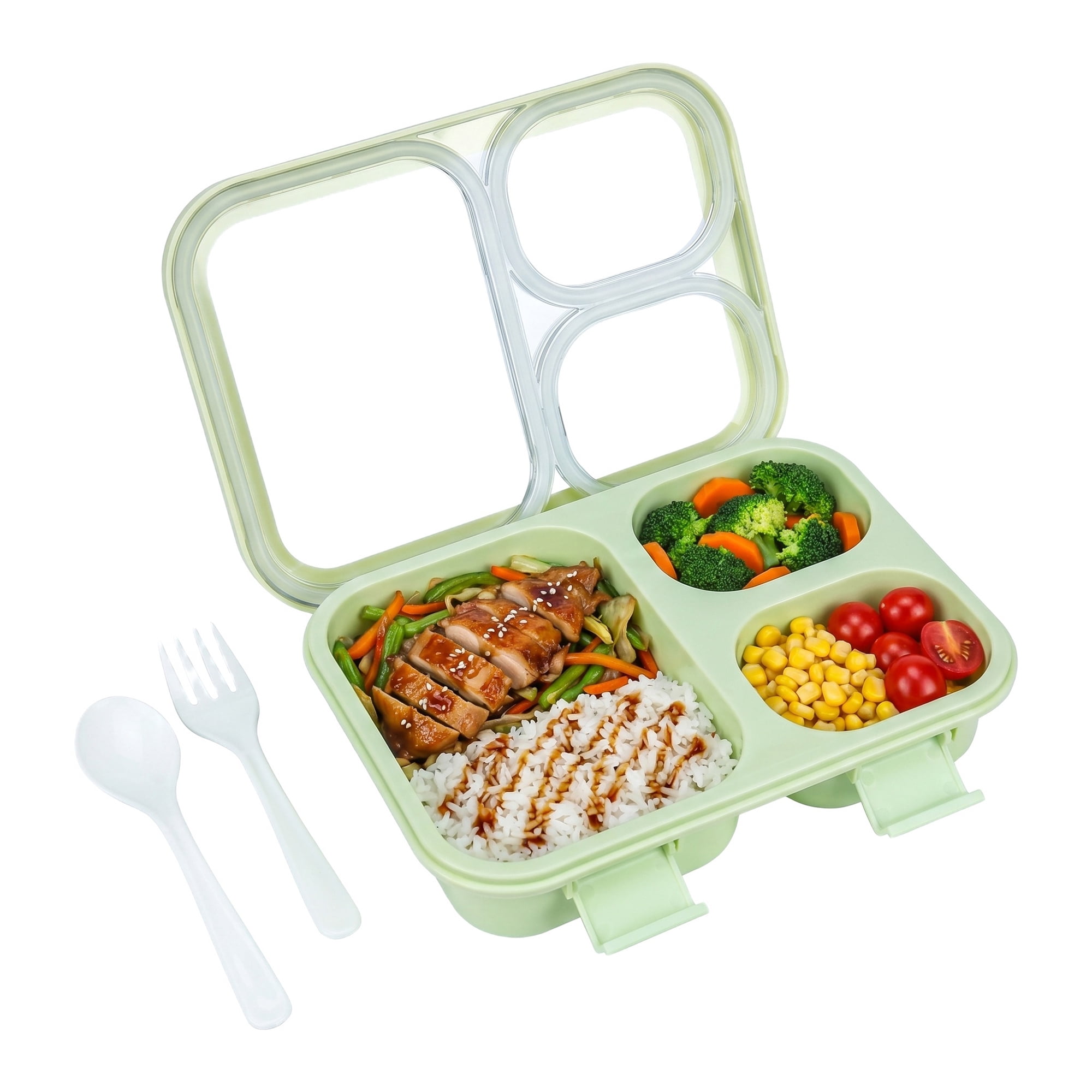 Unique Bargains Clear Lid Leak Resistant Meal Lunch Bento Box for Work Green-1