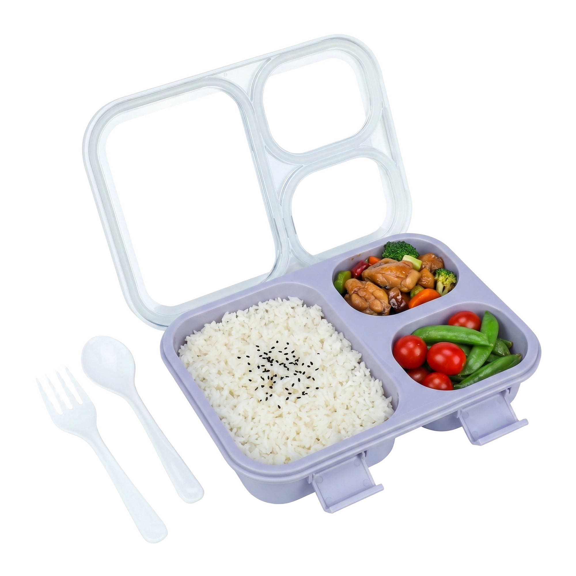 Unique Bargains Clear Lid Leak Resistant Meal Lunch Bento Box for Work Purple-1