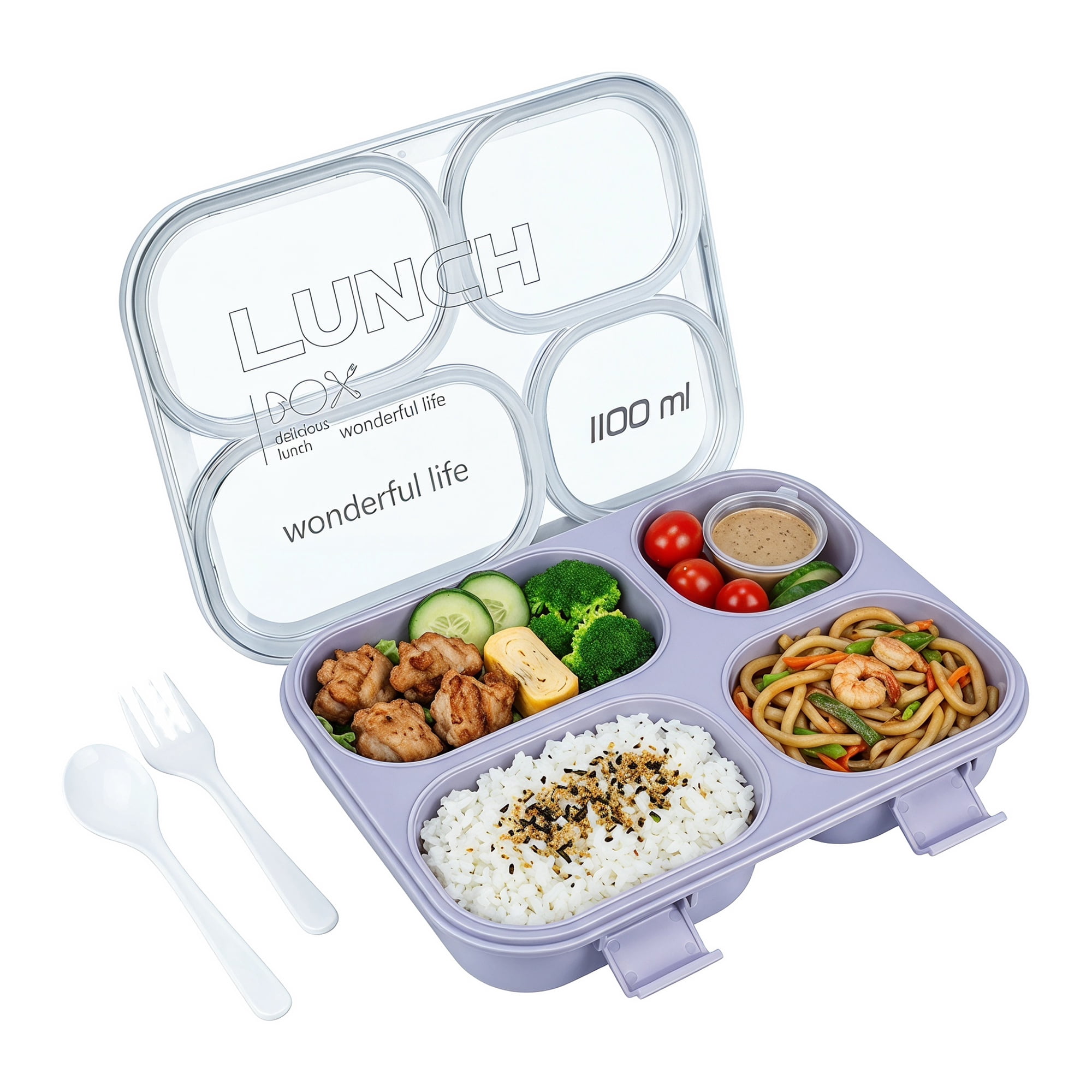 Unique Bargains Clear Lid Leak Resistant Meal Lunch Bento Box for Work Purple-2