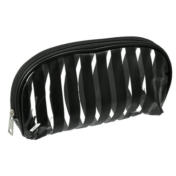 Unique Bargains Clear Makeup Bag Transparent Toiletry Bag Zipper Cosmetic Bag Organizer for Travel for Women Black