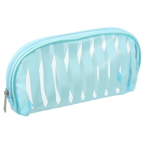 Unique Bargains Clear Makeup Bag Transparent Toiletry Bag Zipper Cosmetic Bag Organizer for Travel for Women Blue