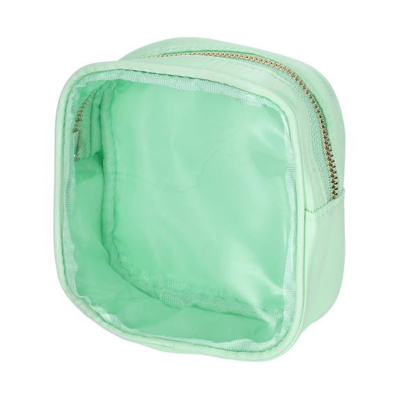 Unique Bargains Clear Mini Makeup Bag Small Makeup Bag Transparent Cosmetic Zipper Pouch for Purse Mint Green