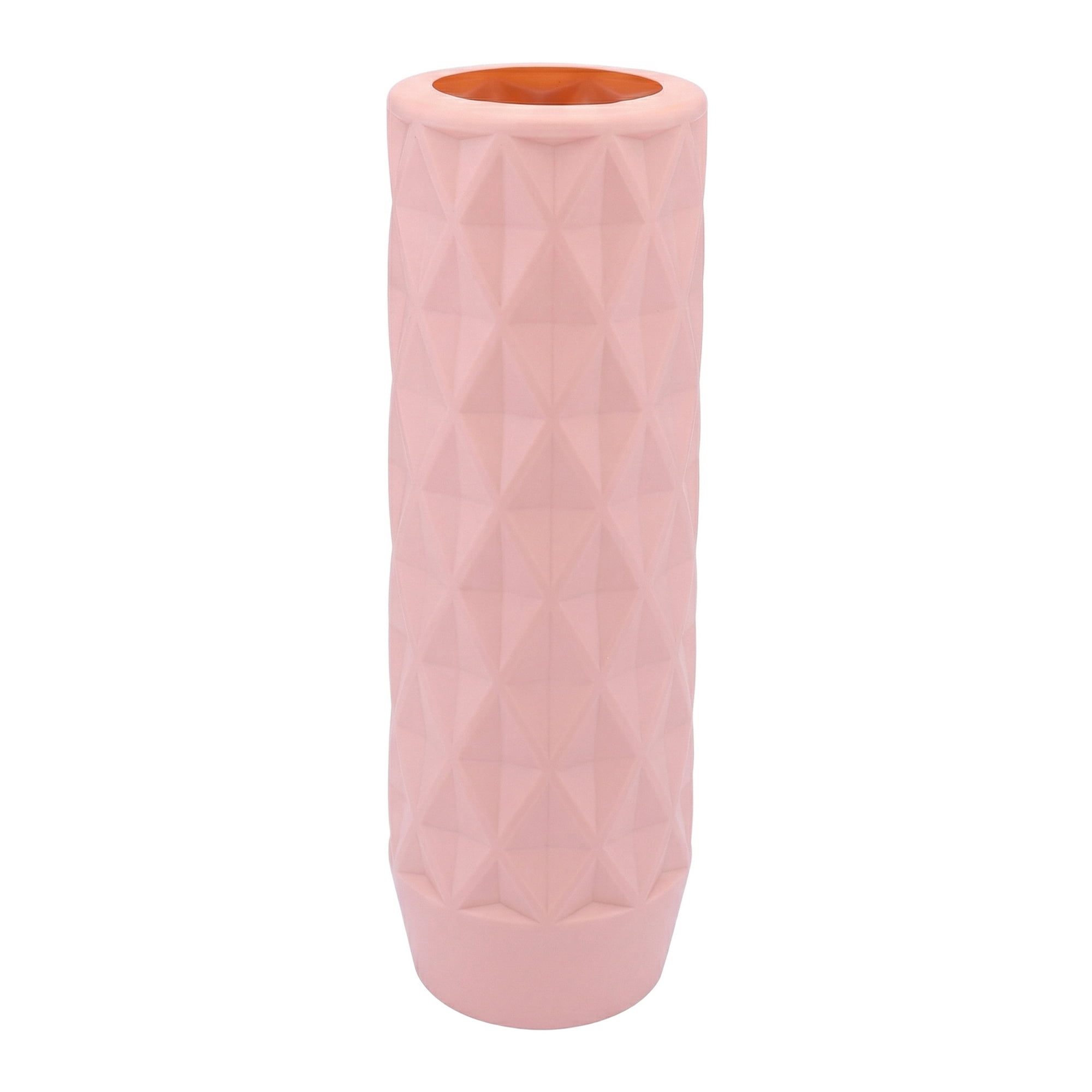 Unique Bargains Clear Plastic Cylinder Shatterproof Flower Vase Pink 3.5" x 3.5" x 11.8"