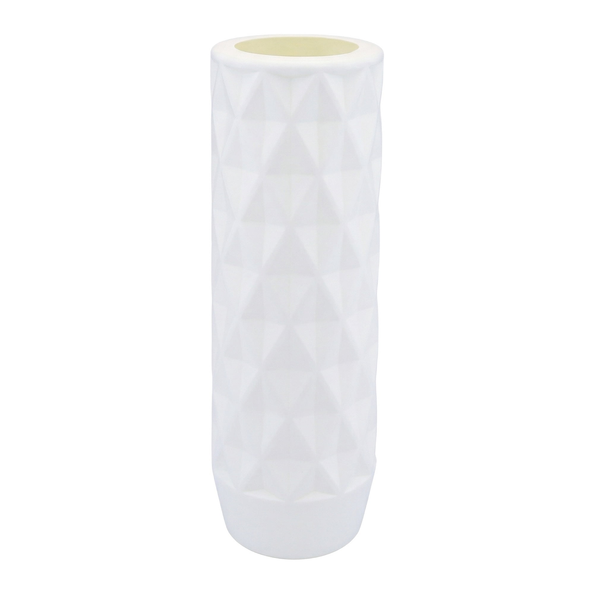 Unique Bargains Clear Plastic Cylinder Shatterproof Flower Vase White 3.5" x 3.5" x 11.8"