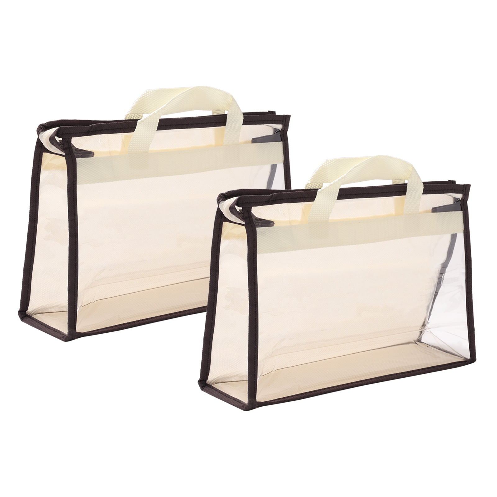 Unique Bargains Durable Handbag Dust Bags Clear Purse Storage Organizer Cover 12.60"x4.13"x8.66" Beige
