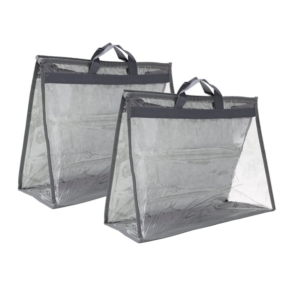 Unique Bargains Clear Purse Storage Organizer Dustproof Cover Gray L