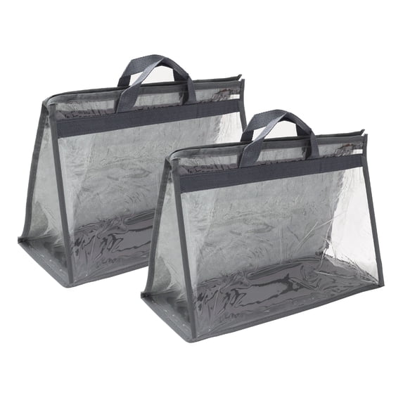 Unique Bargains Clear Purse Storage Organizer Dustproof Cover Gray M