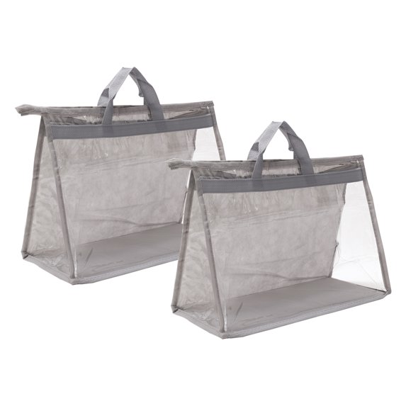 Unique Bargains Clear Purse Storage Organizer Dustproof Cover Light Gray L