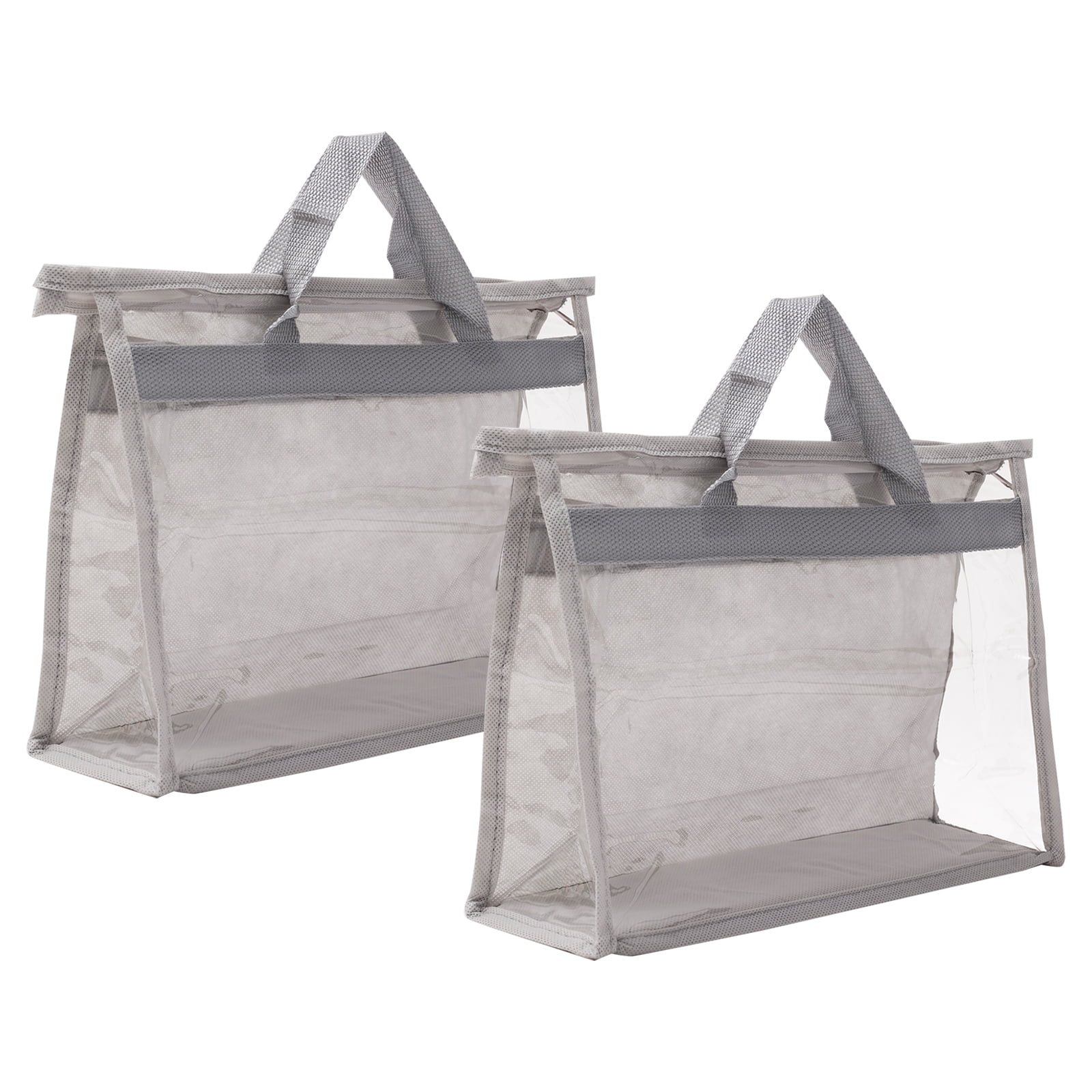 Unique Bargains Clear Purse Storage Organizer Dustproof Cover Light Gray S