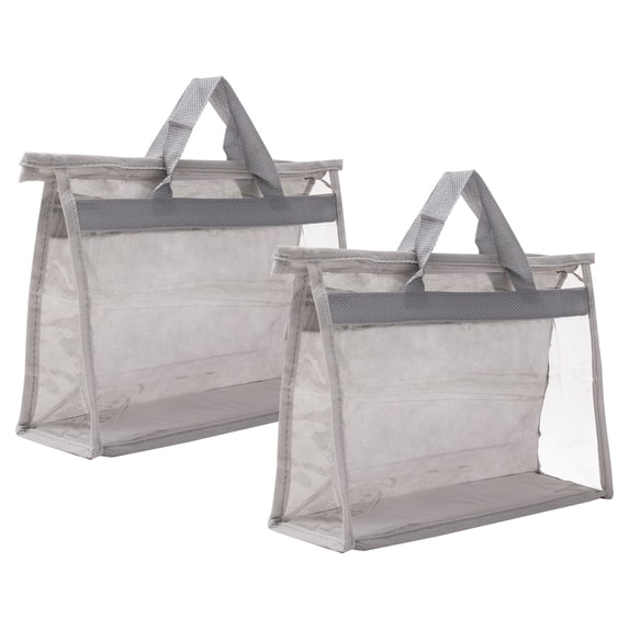 Unique Bargains Clear Purse Storage Organizer Dustproof Cover Light Gray S