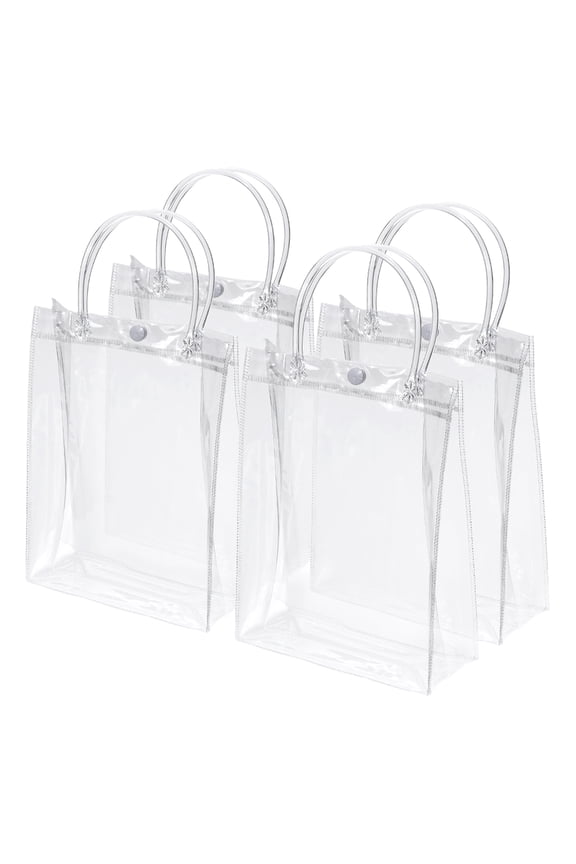 Clear Reusable Mini Transparent Plastic Gift Wrap Tote Bag with Handles 50