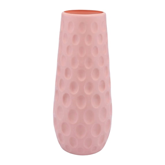 Unique Bargains Clear Tapered Plastic Vase Decorative Vase Pink 3.1" x 3.1" x 9.1"