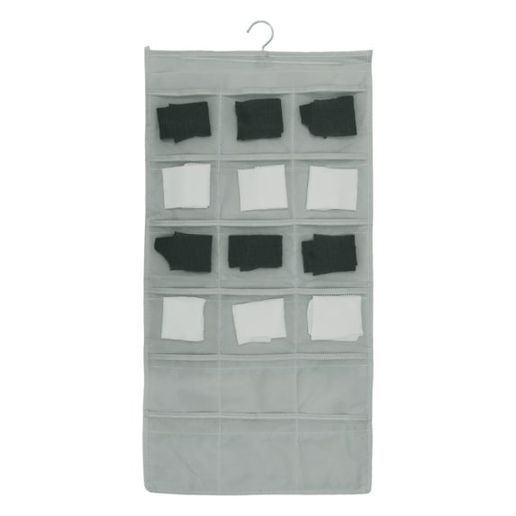Unique Bargains Closet Hanging Organizer Houseware 18-Pocket Double-Sided Hanging Closet Underwear Organizer Gray