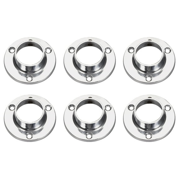 Unique Bargains Closet Wardrobe Rod Flange, 25mm/1inch Dia, Socket Bracket Support Holder for Pipe 6 Pcs