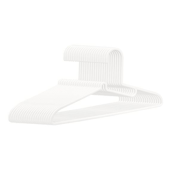 Unique Bargains Clothes Hangers Plastic Space Saving Hangers for Closet 20 Pcs White