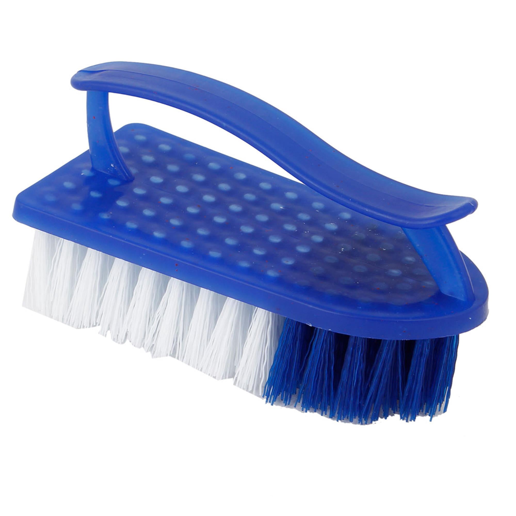 Unique Bargains Clothes Shoe White Dark Blue Bristle Plastic Scrub Brush Cleaning Tool