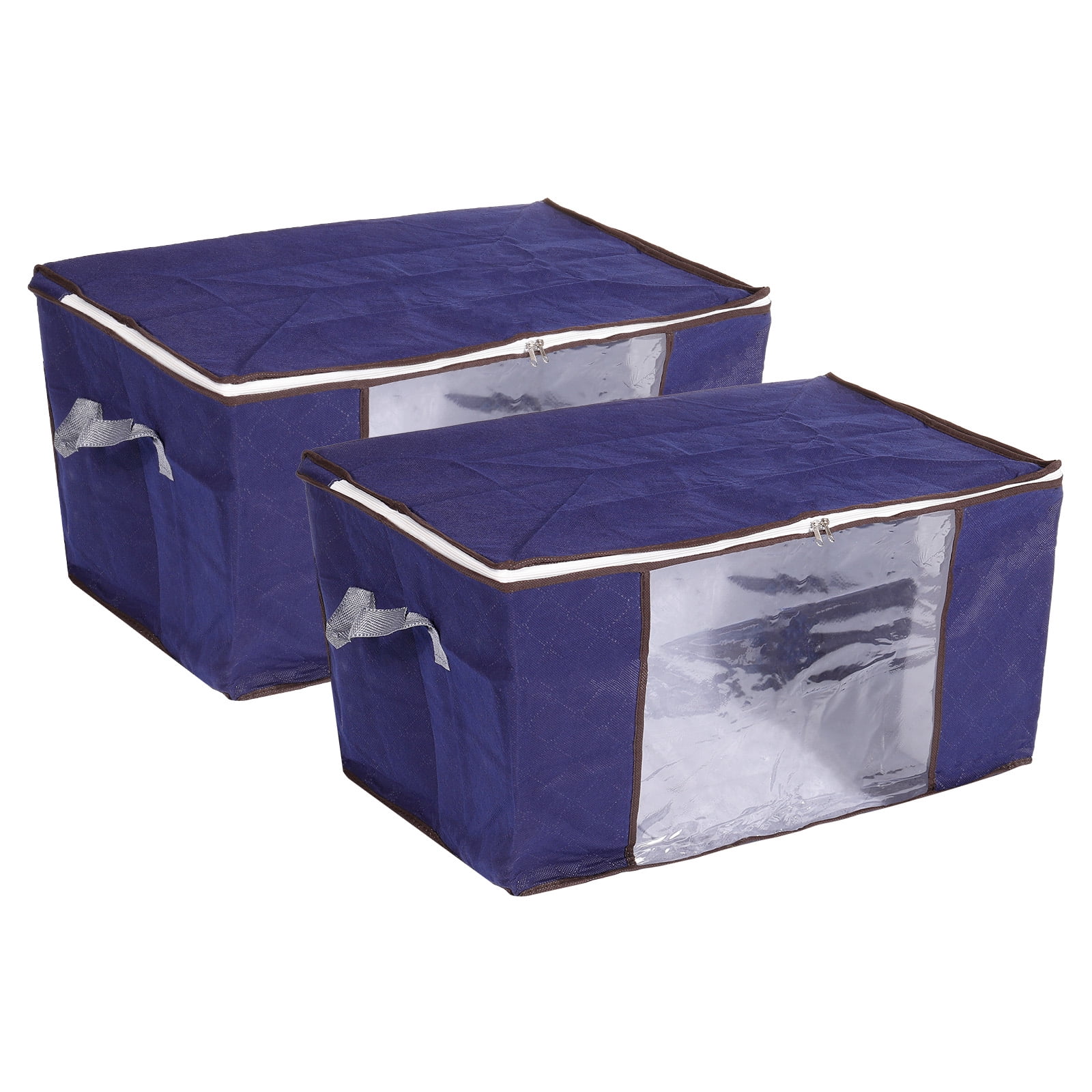 Unique Bargains Clothes Storage Bag Foldable Closet Organizers with Handles Dark Blue