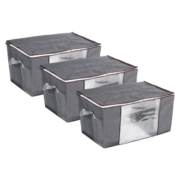 Unique Bargains Clothes Storage Bins for Bedding Closet Organizer Gray