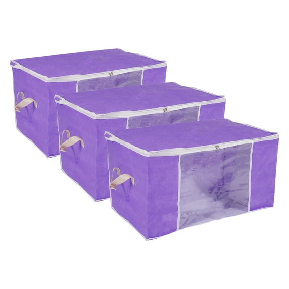 Unique Bargains Clothes Storage Bins for Bedding Closet Organizer Purple