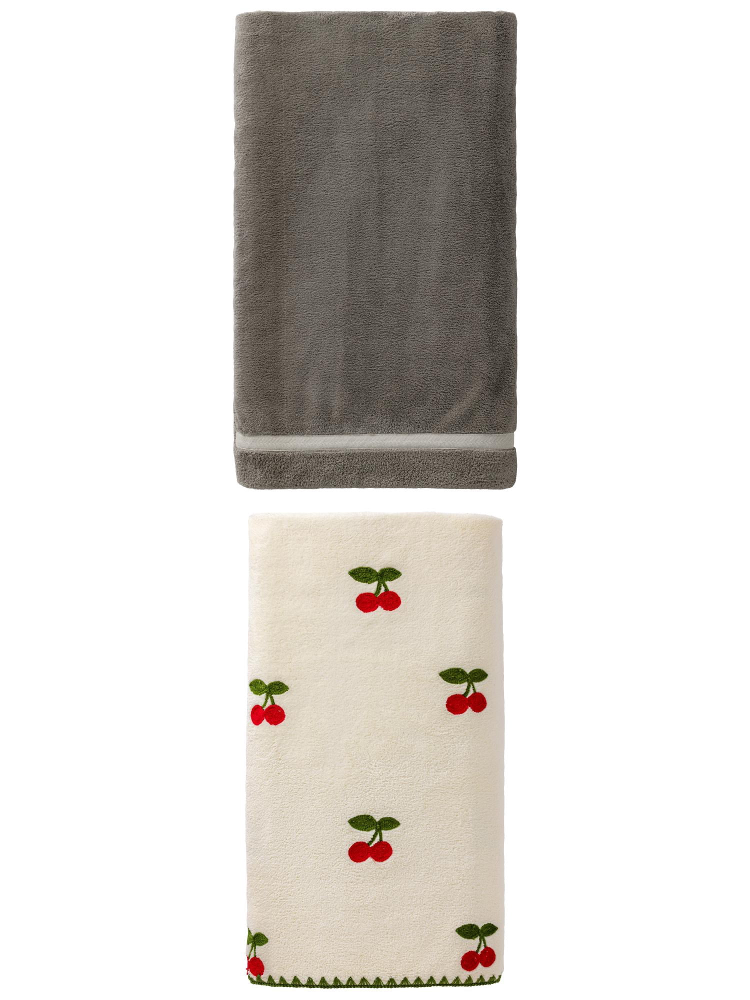 Unique Bargains Cloud-LikeCoral Fleece Bath Towel 2 Pack Dark Grey/White 63"x 31"/55"x 28"