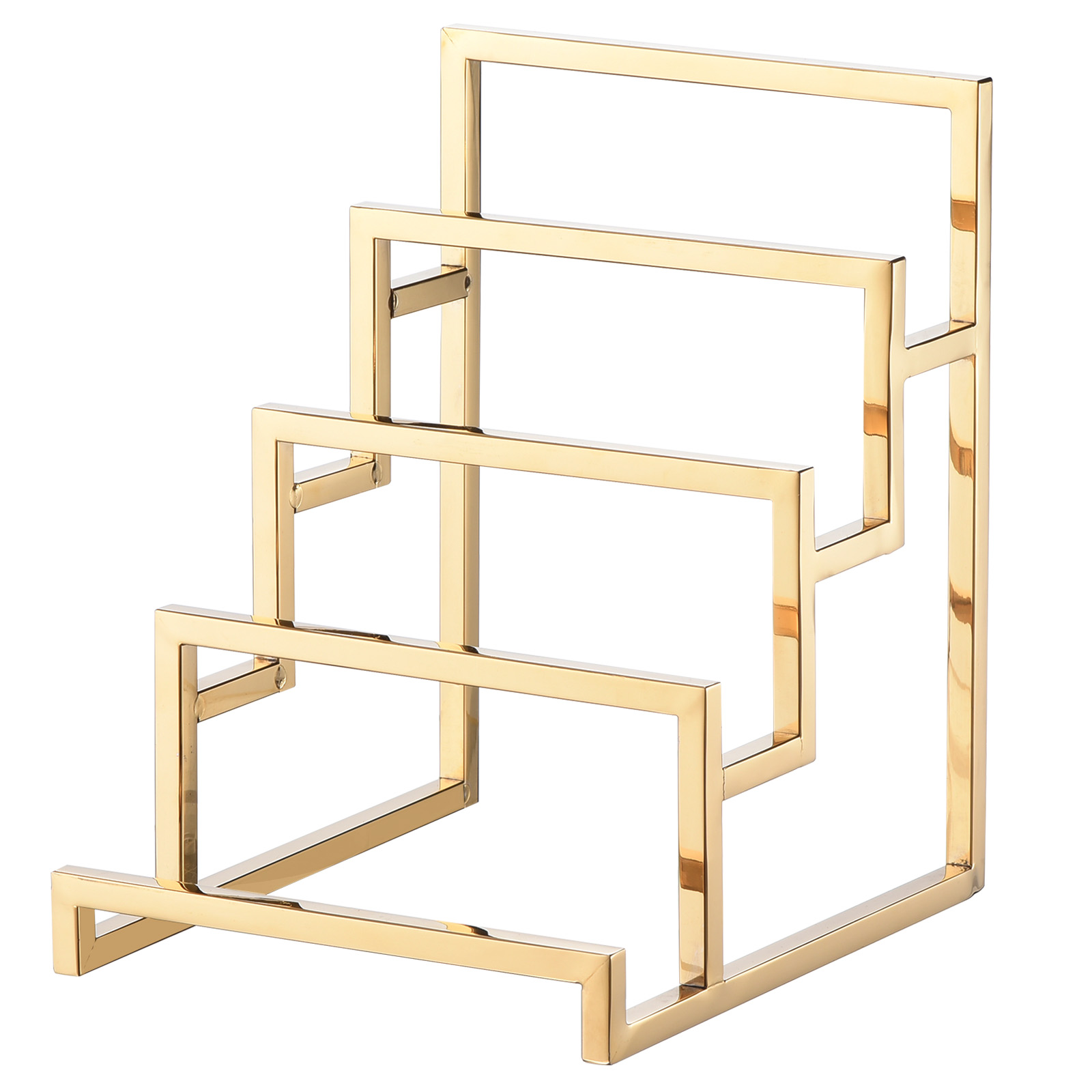 Unique Bargains Clutch Purse Display Stand 3 Layer Wallet Rack Retail Gold
