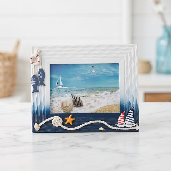 Unique Bargains Coastal Ocean Shell Photo Frame Vertical Ocean 4" x 6"