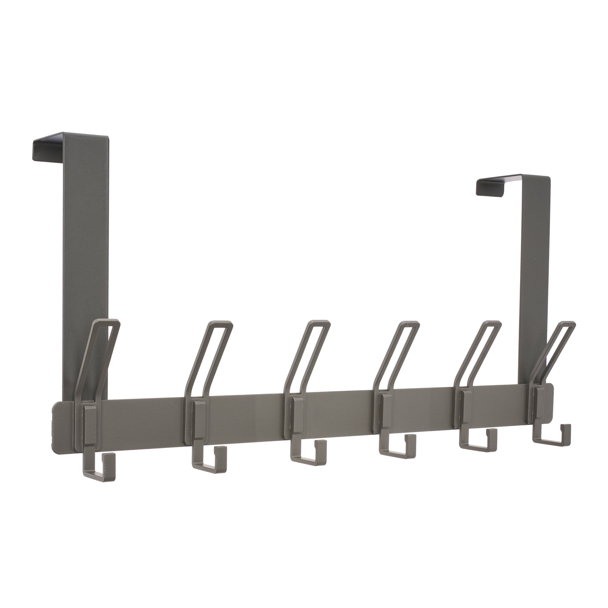Unique Bargains Coat Rack Door Mount with 6 Hooks for Coats and Towels Gray 15.4"x7.1"