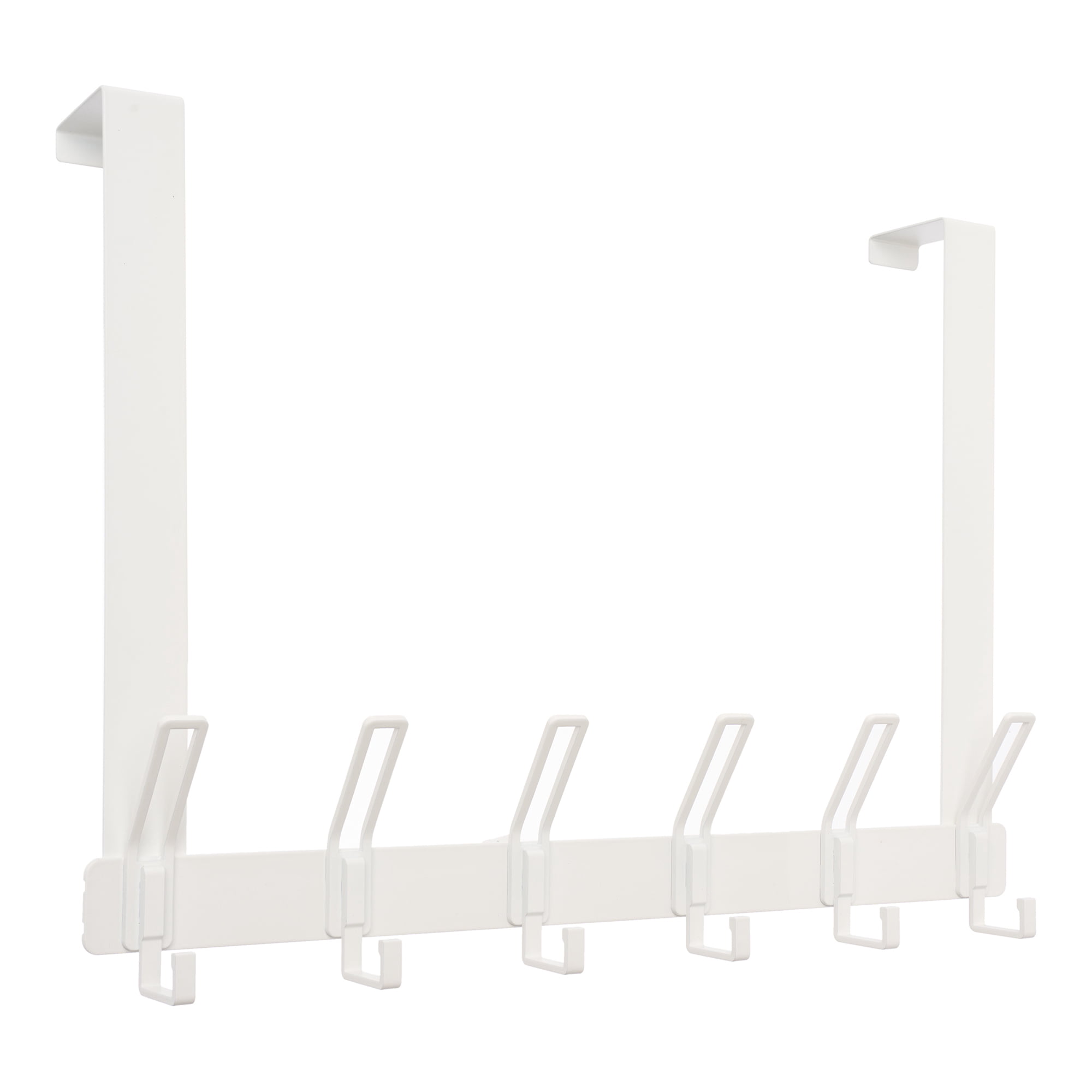 Unique Bargains Coat Rack Door Mount with 6 Hooks for Coats and Towels White 15.4"x11"