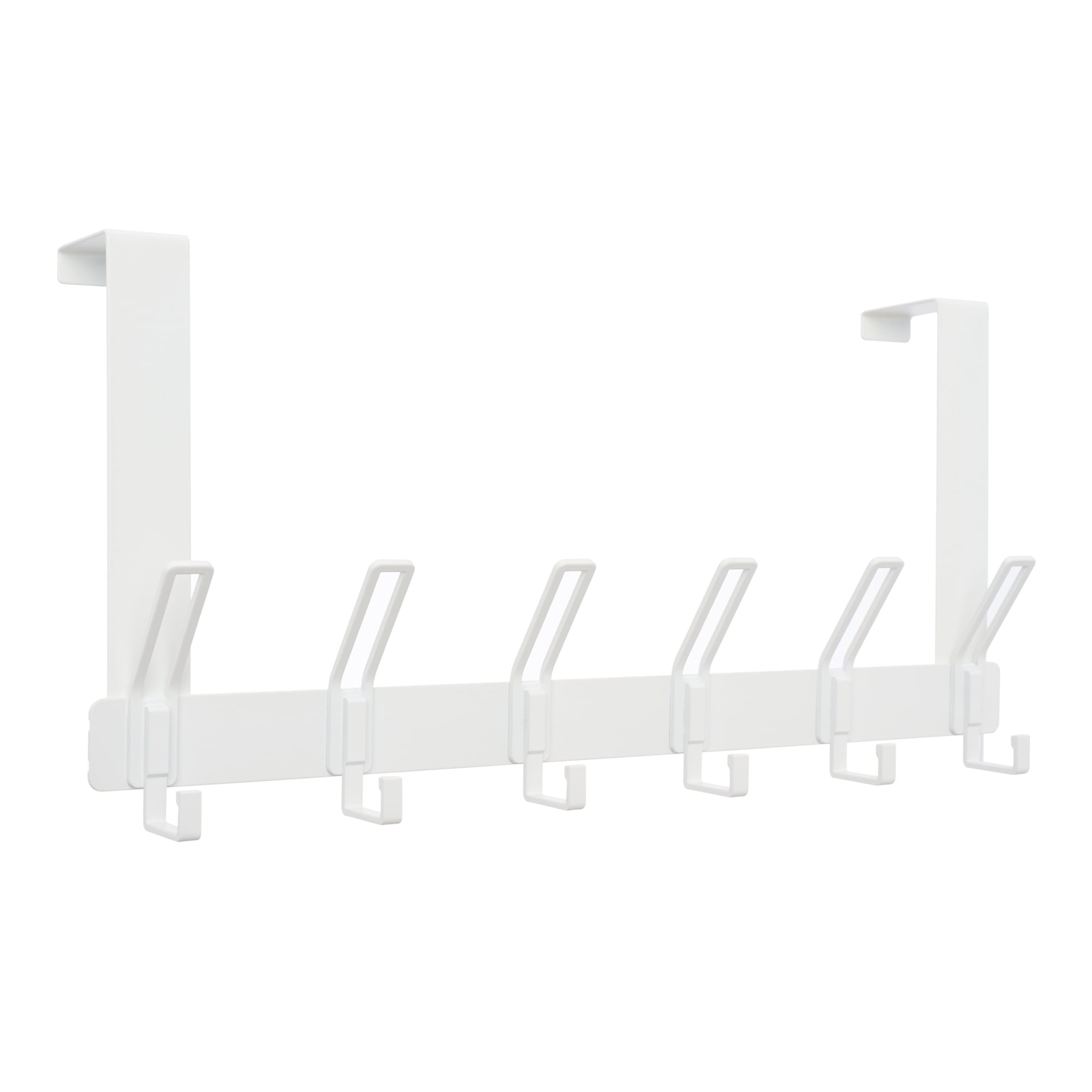 Unique Bargains Coat Rack Door Mount with 6 Hooks for Coats and Towels White 15.4"x7.1"