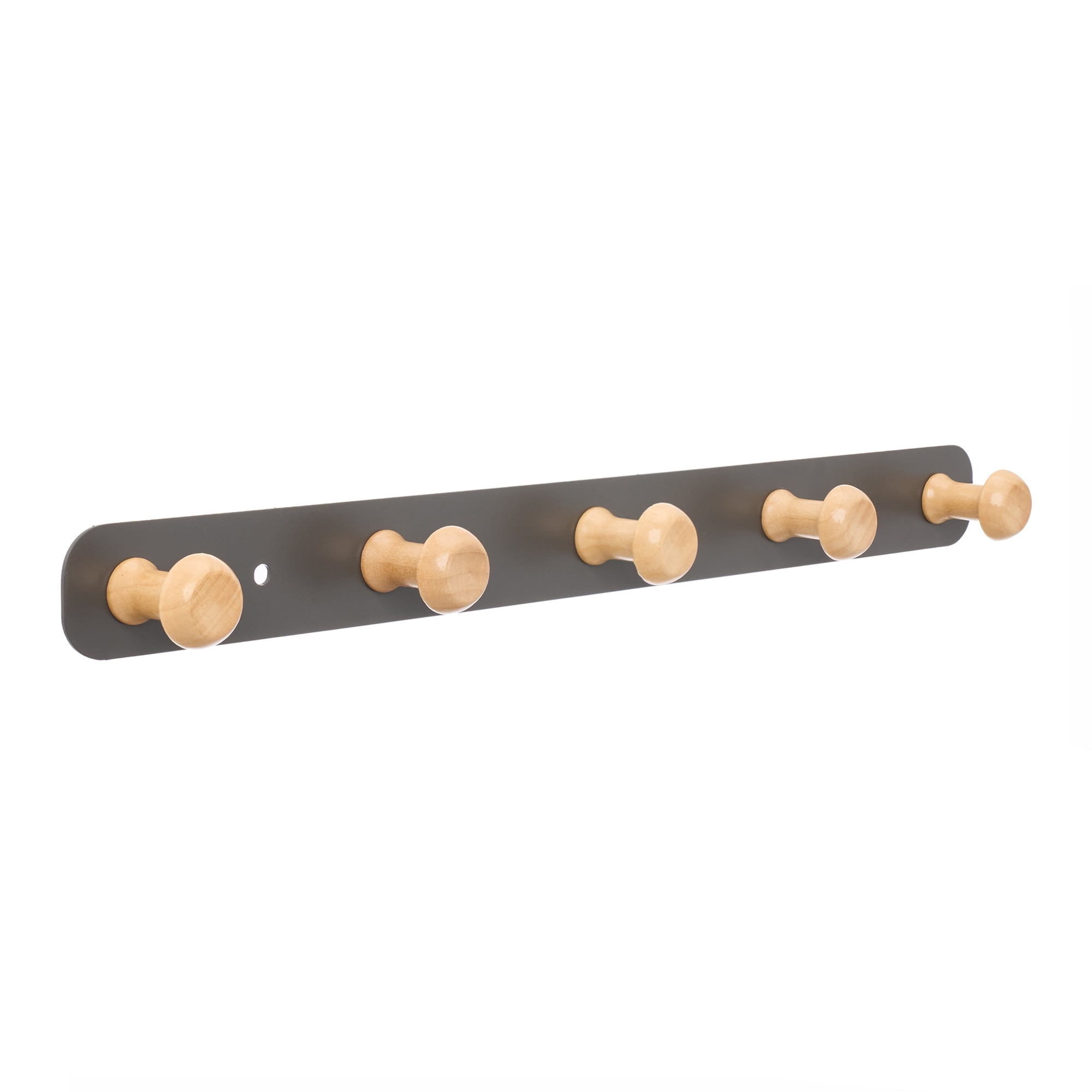 Unique Bargains Coat Rack Wall Mount Aluminum Alloy Wood Hook Hat Rack Gray 14.2"x1.3"