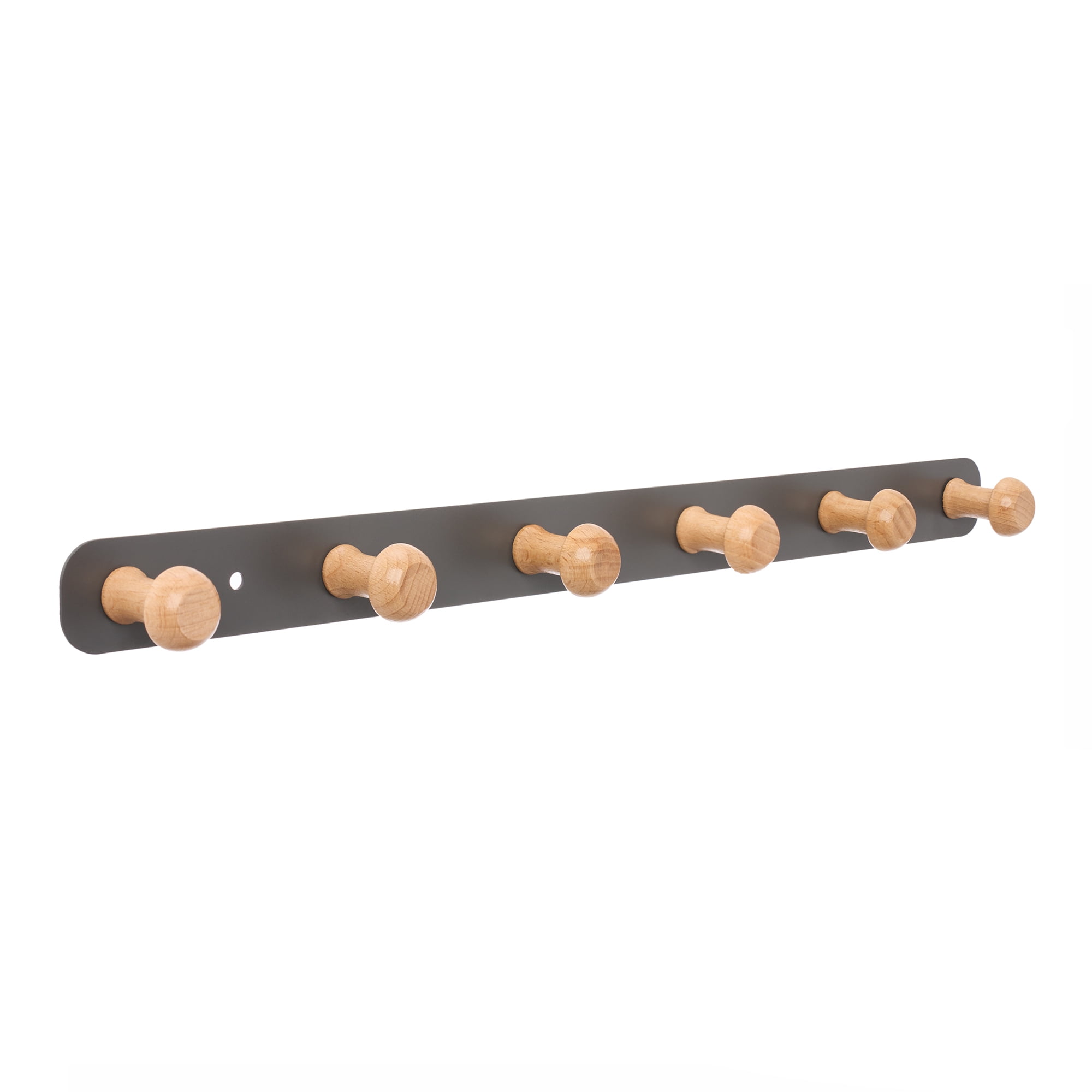 Unique Bargains Coat Rack Wall Mount Aluminum Alloy Wood Hook Hat Rack Gray 17.3"x1.3"