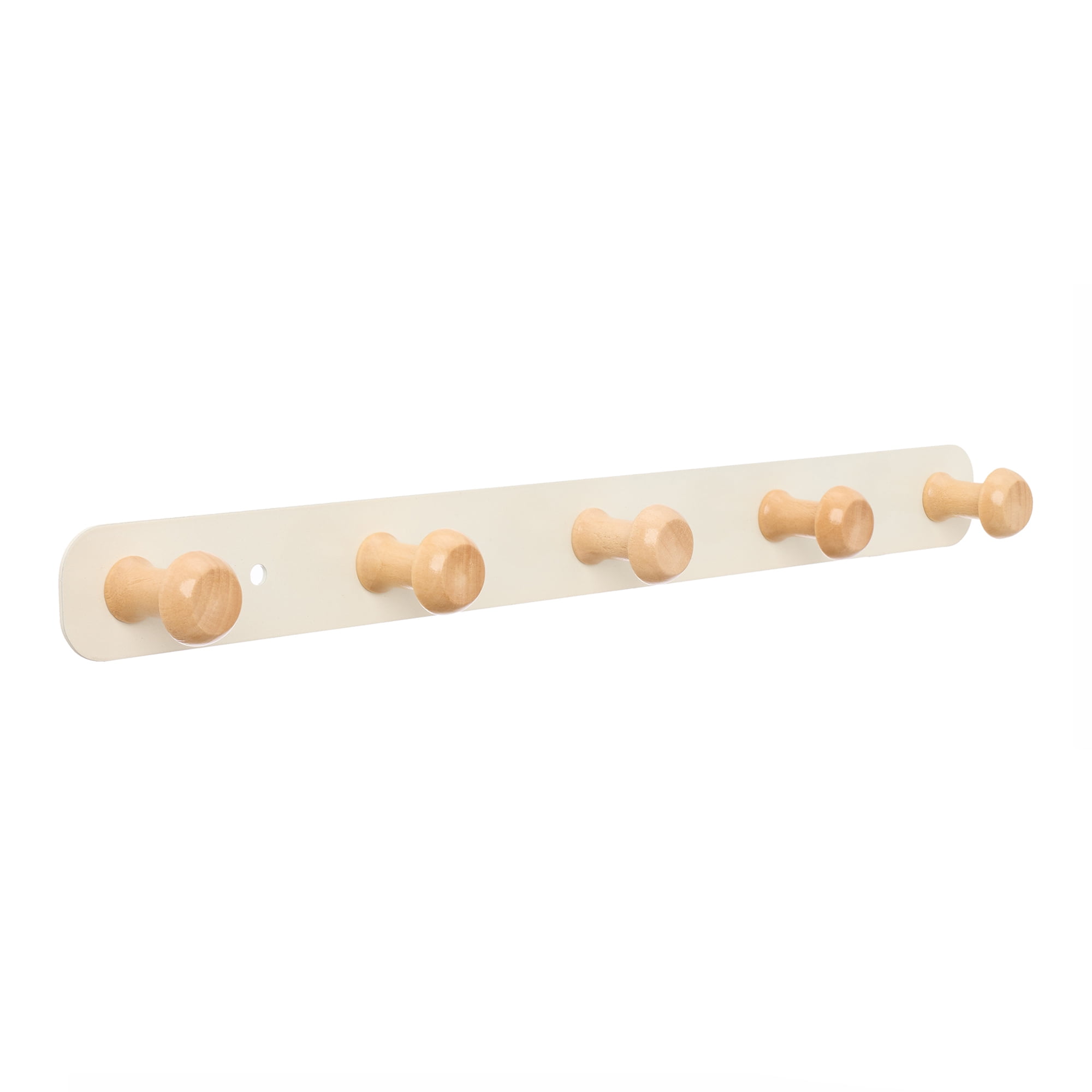 Unique Bargains Coat Rack Wall Mount Aluminum Alloy Wood Hook Hat Rack White 14.2"x1.3"