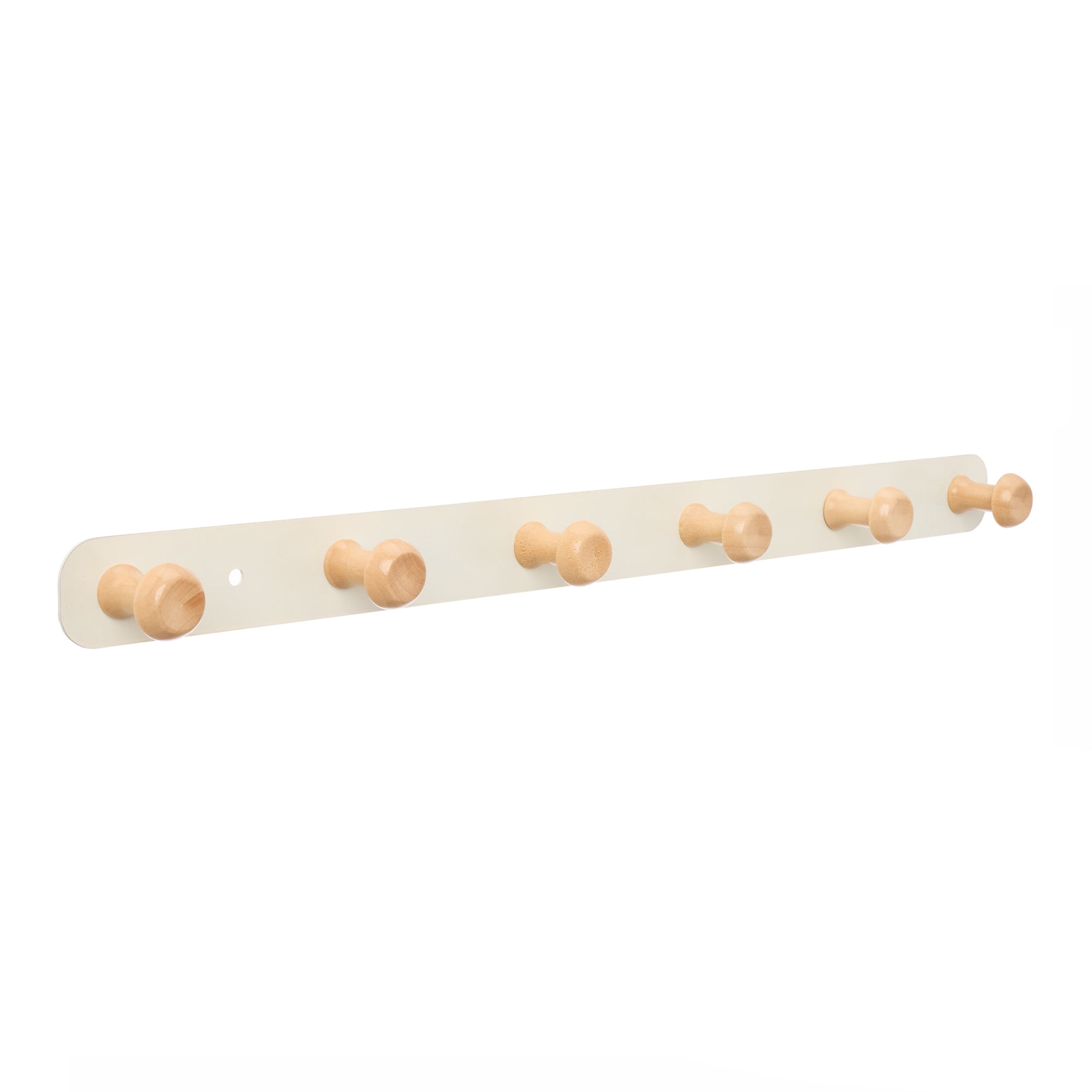 Unique Bargains Coat Rack Wall Mount Aluminum Alloy Wood Hook Hat Rack White 17.3"x1.3"
