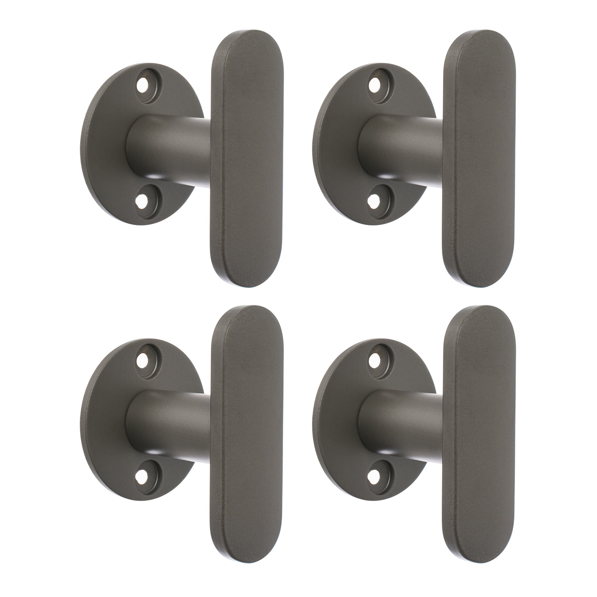 Unique Bargains Coat Rack Wall Mount Aluminum Single 4 Hooks Hat Rack for Entryway Gray