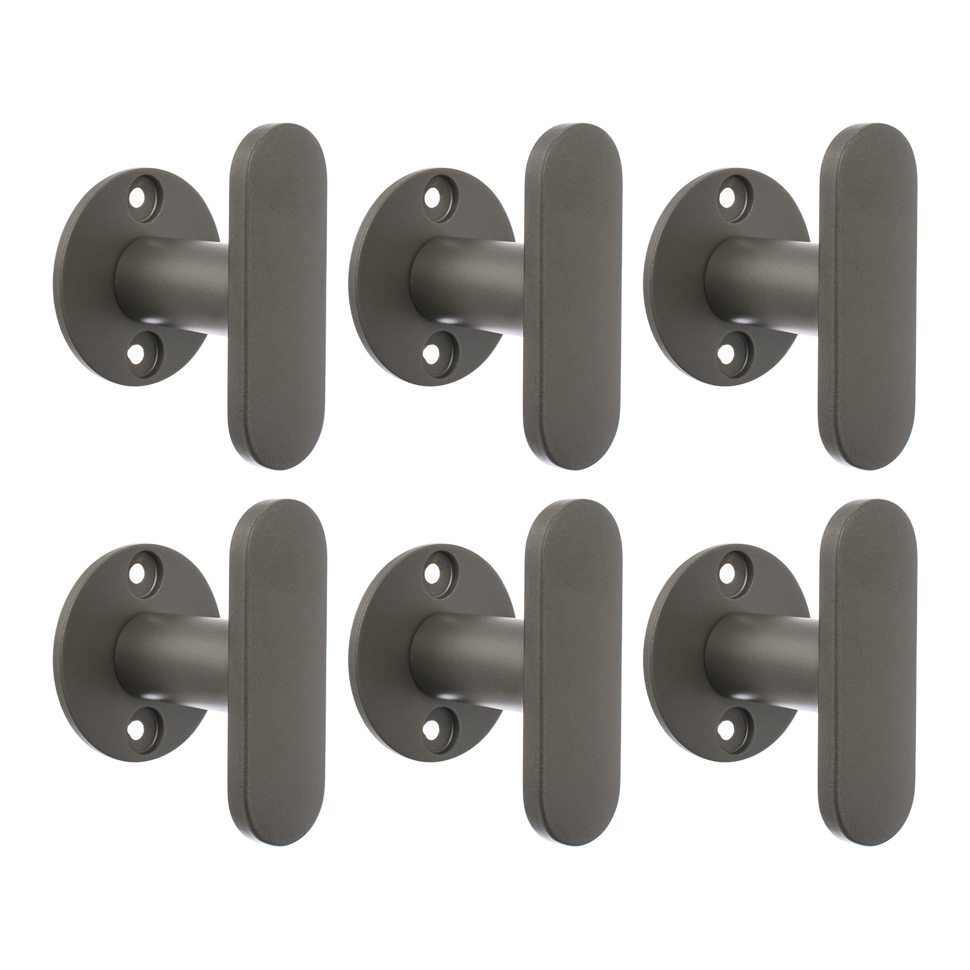 Unique Bargains Coat Rack Wall Mount Aluminum Single 6 Hooks  Hat Rack for Entryway Gray