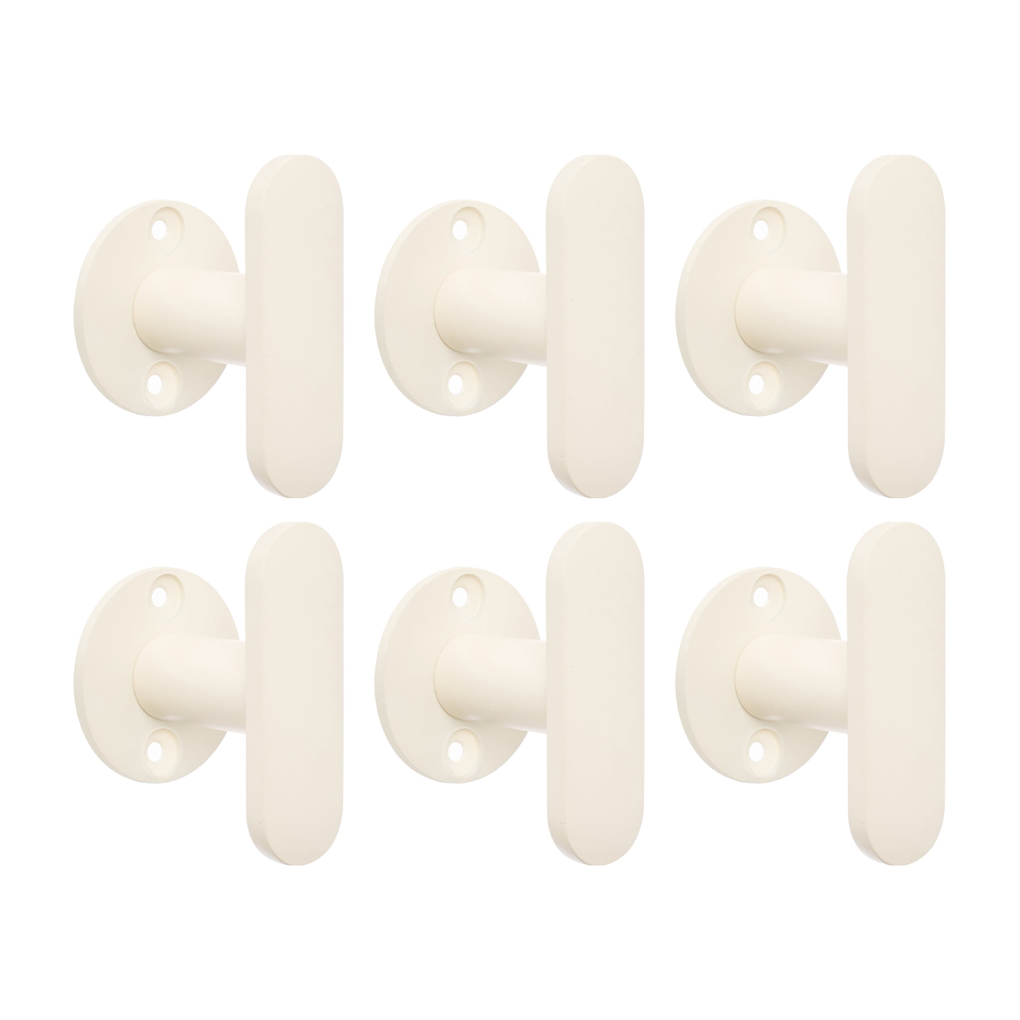 Unique Bargains Coat Rack Wall Mount Aluminum Single 6 Hooks Hat Rack for Entryway White