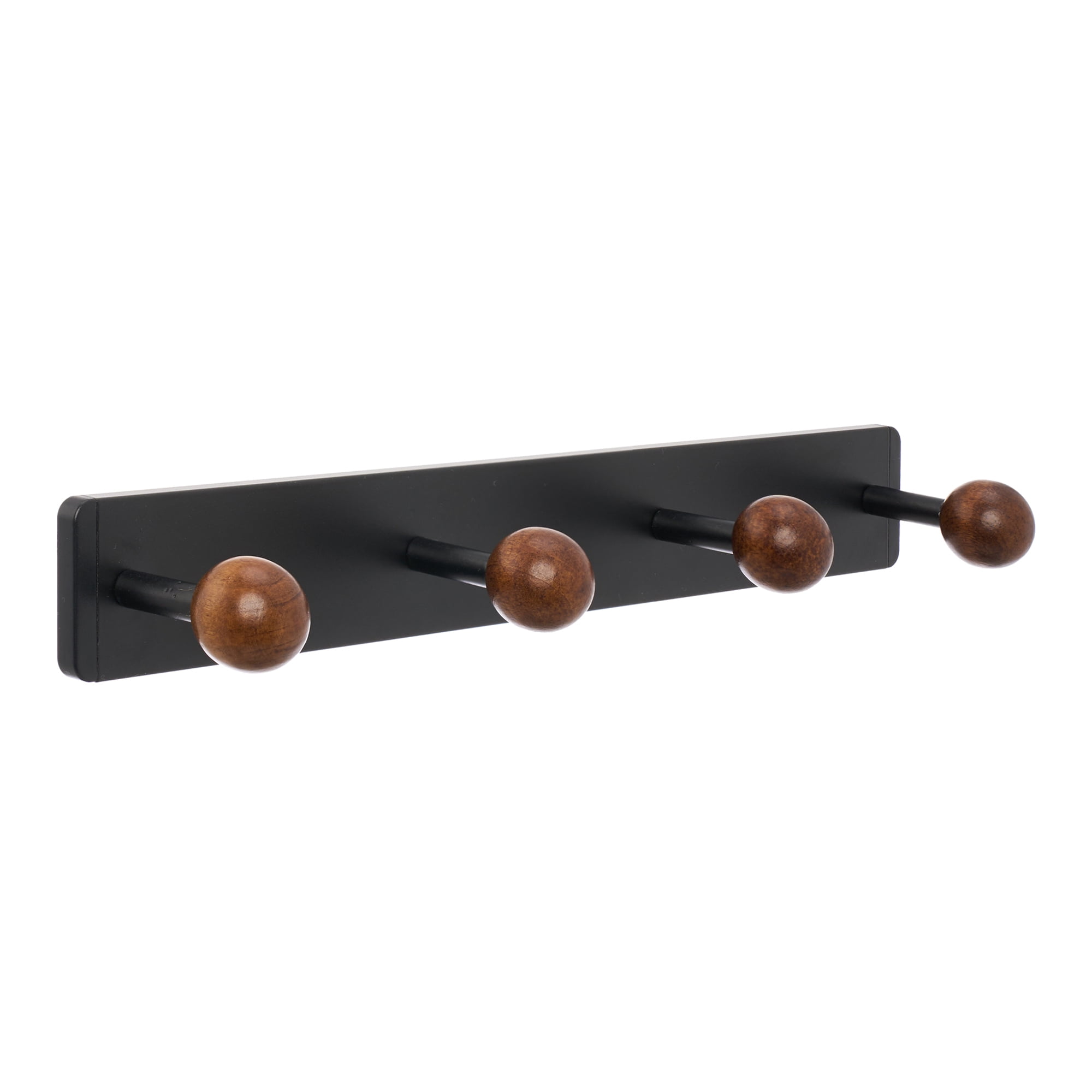 Unique Bargains Coat Rack Wall Mount Aluminum Wood Hook for Entryway Black 12.6"x1.6"
