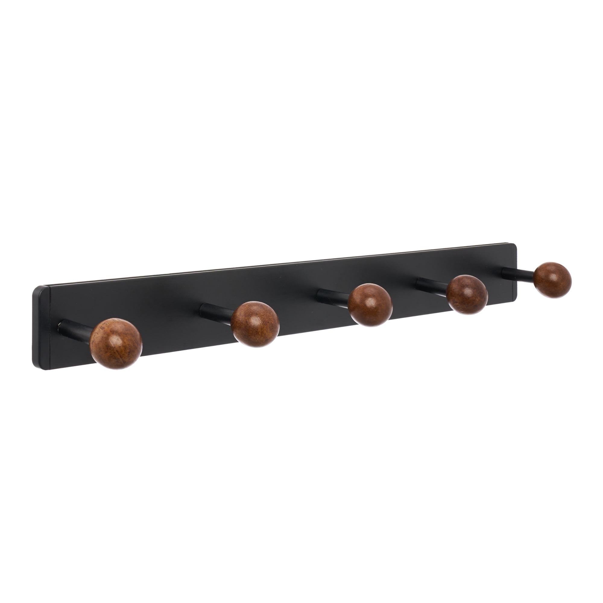 Unique Bargains Coat Rack Wall Mount Aluminum Wood Hook for Entryway Black 15.7"x1.6"