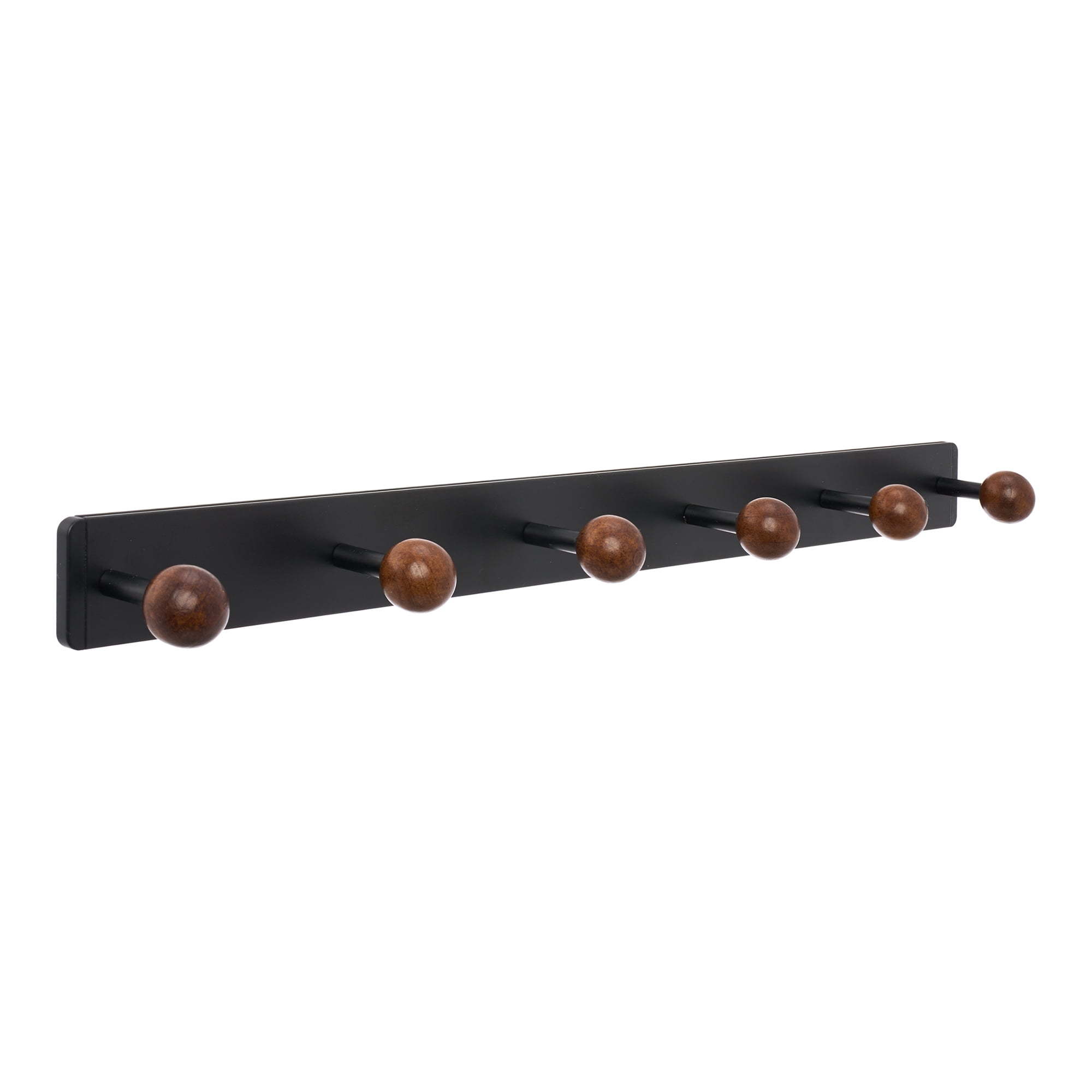 Unique Bargains Coat Rack Wall Mount Aluminum Wood Hook for Entryway Black 18.9"x1.6"