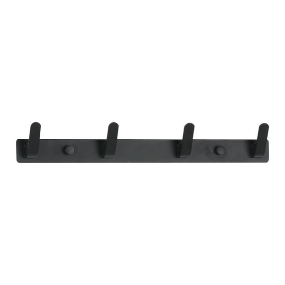 Unique Bargains Coat Rack Wall Mount Coat Hook, Hat Rack with 4 Hooks for Entryway Black