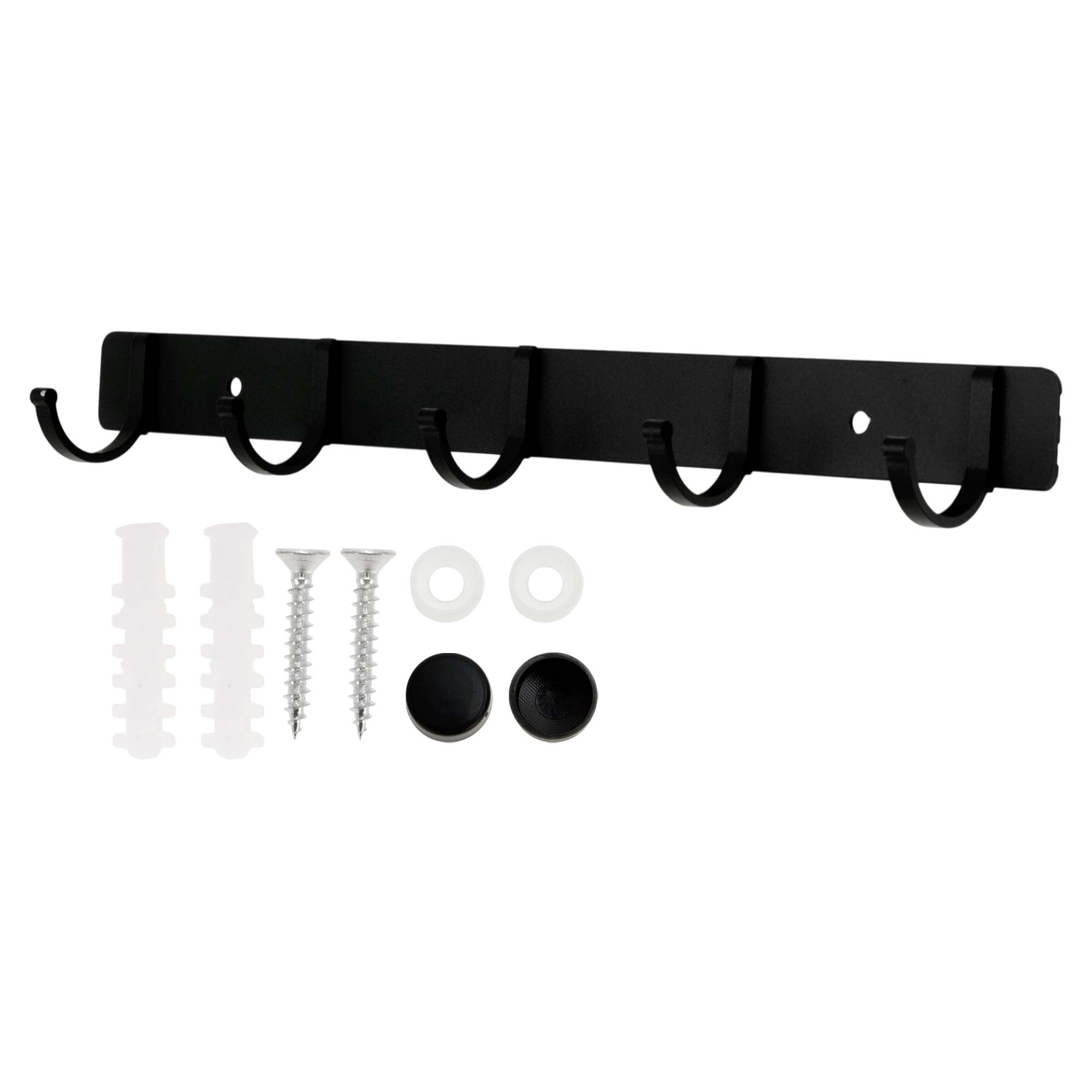 Unique Bargains Coat Rack Wall Mount Coat Hooks Hat Rack Black 12.2"x1.18"x0.12" 1 Pc